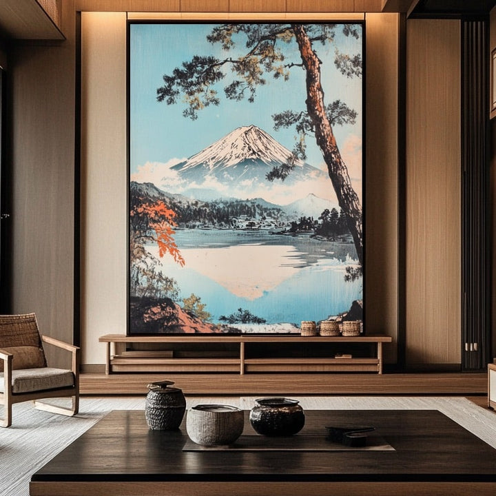 Tableau Japonais Mont Fuji, art mural décoration nature