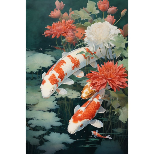 Tableau Poisson Japonais, art mural décoration nature