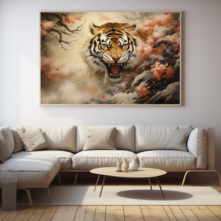 Tableau Japonais Tigre, art mural décoration nature