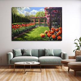 Tableau Jardin à la Pergola Fleurie, art mural décoration nature