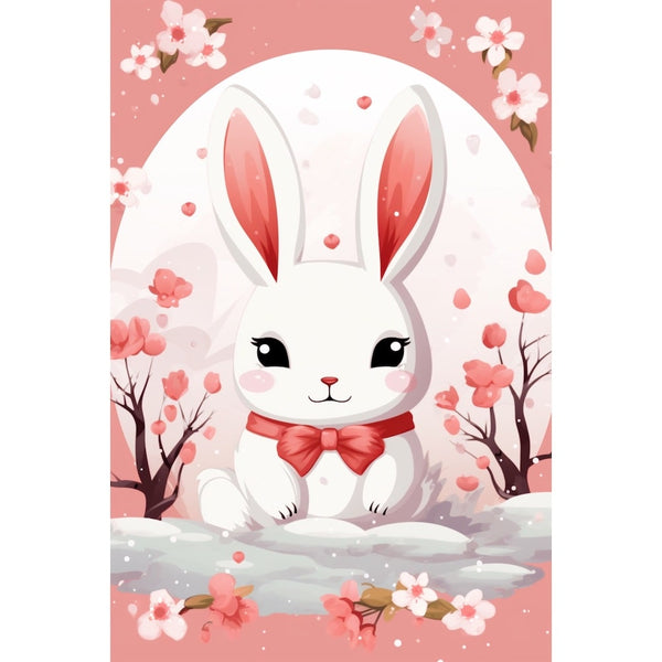 Tableau Lapin Kawaii, art mural décoration nature