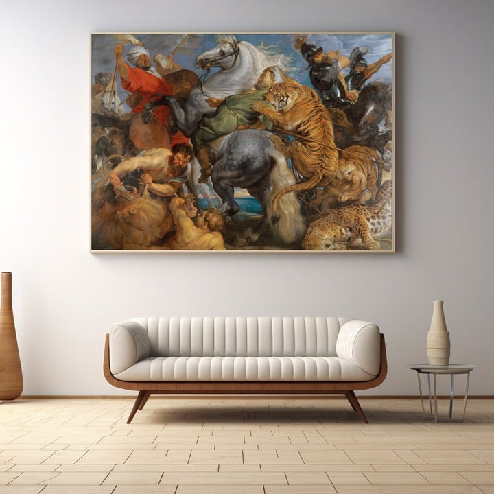 Tableau la Chasse Au Tigre, art mural décoration nature