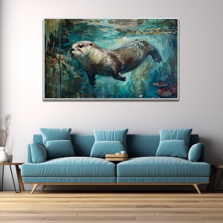 Tableau la Loutre, art mural décoration nature