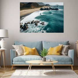 Tableau Côte Turquoise et Sable Doré, art mural décoration nature