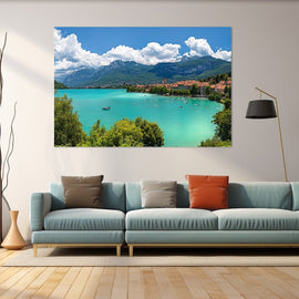 Tableau Lac Annecy aux Eaux Turquoise, art mural décoration nature