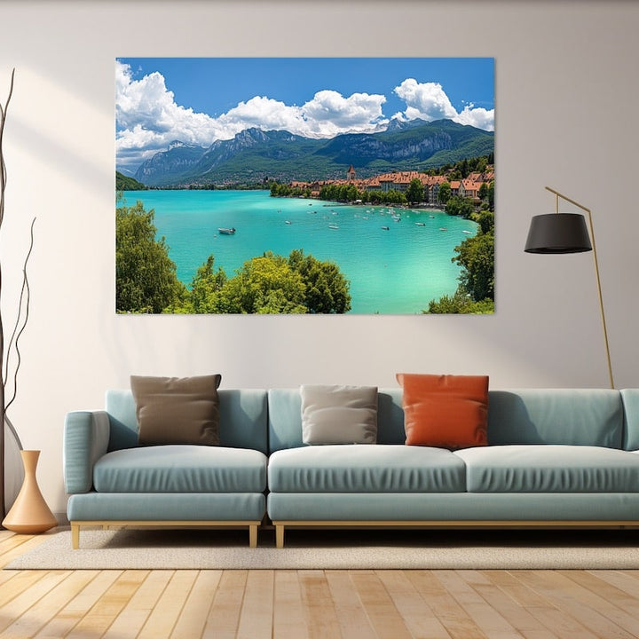 Tableau Lac Annecy aux Eaux Turquoise, art mural décoration nature