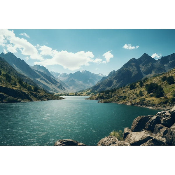 Tableau Lac Turquoise en Altitude, art mural décoration nature