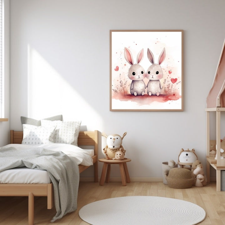 Tableau Lapin Amoureux, art mural décoration nature