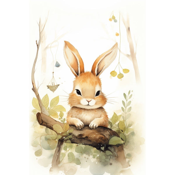 Tableau Lapin Déco Bébé, art mural décoration nature