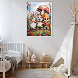 Tableau Lapin Chambre Bébé, art mural décoration nature