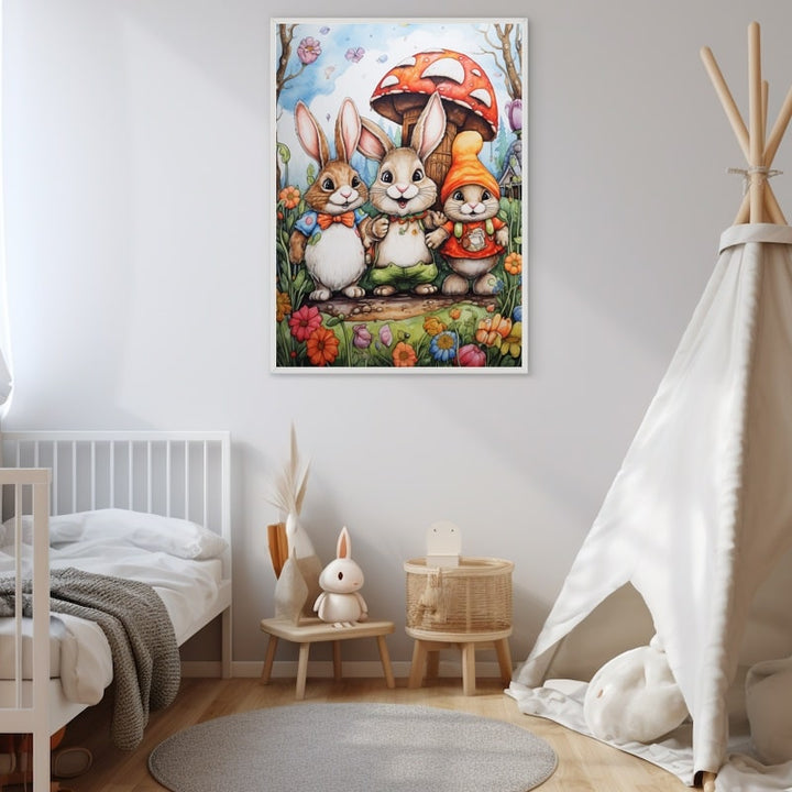 Tableau Lapin Chambre Bébé, art mural décoration nature
