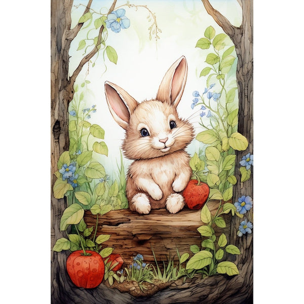 Tableau Lapin Déco Chambre Enfant, art mural décoration nature