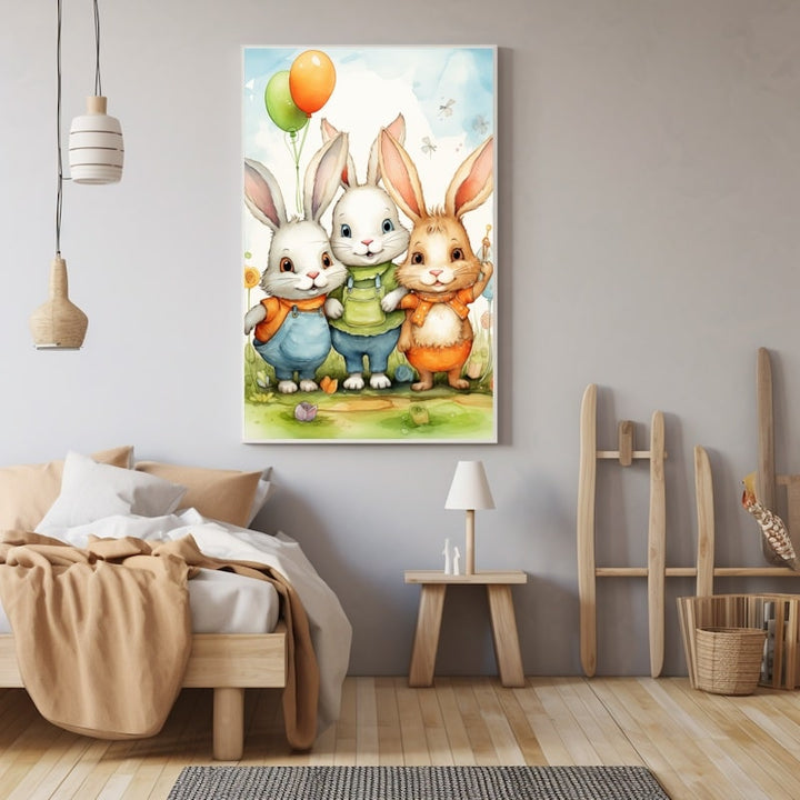 Tableau Lapin Chambre Enfant, art mural décoration nature