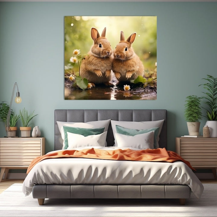 Tableau Lapin Couleur, art mural décoration nature