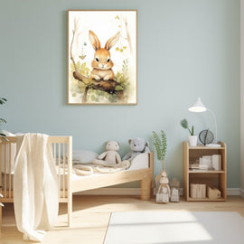 Tableau Lapin Déco Bébé, art mural décoration nature