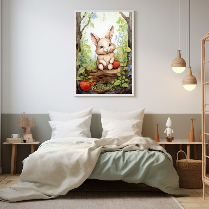Tableau Lapin Déco Chambre Enfant, art mural décoration nature