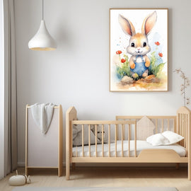 Tableau Lapin Dessin Enfant, art mural décoration nature