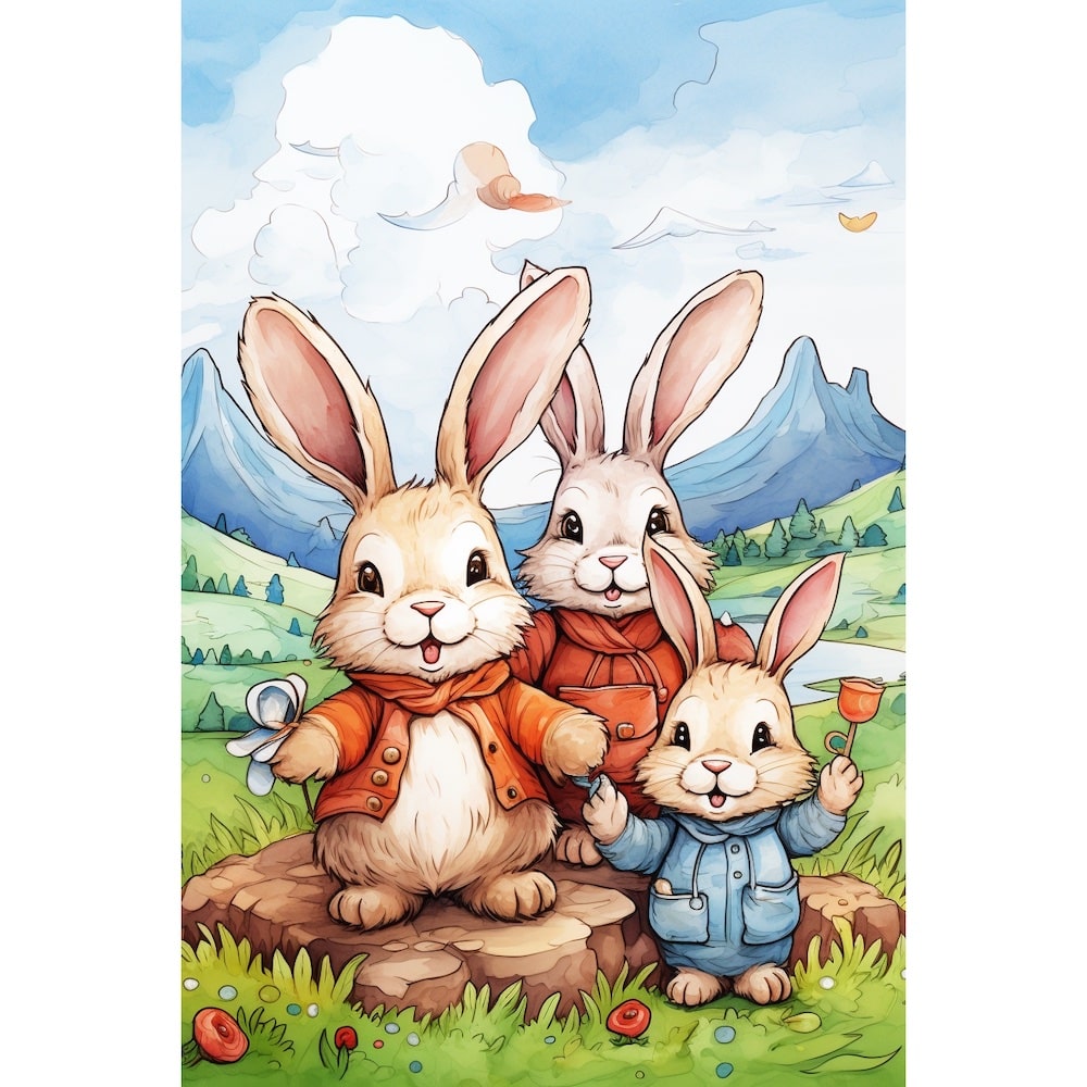 Tableau Enfant Lapin, art mural décoration nature
