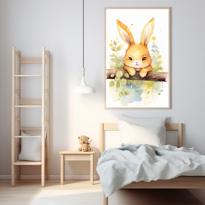 Tableau Lapin Enfantin, art mural décoration nature
