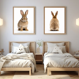 Tableau Lapin Face et Dos, art mural décoration nature