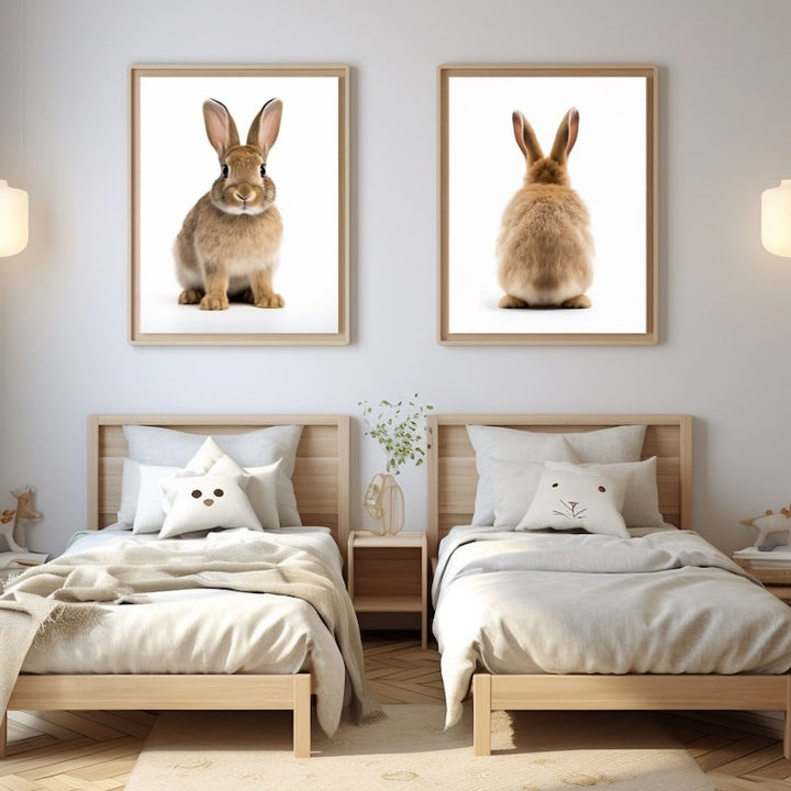 Tableau Lapin Face et Dos, art mural décoration nature