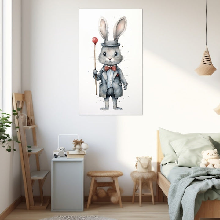 Tableau Lapin Gris Chambre Enfant, art mural décoration nature