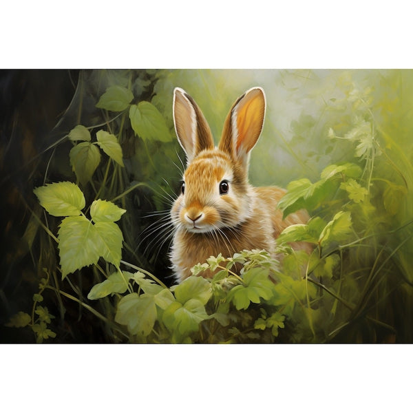 Tableau Peinture Lapin, art mural décoration nature