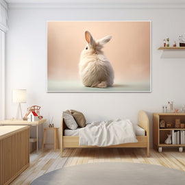 Tableau Lapin Queue Pompon, art mural décoration nature