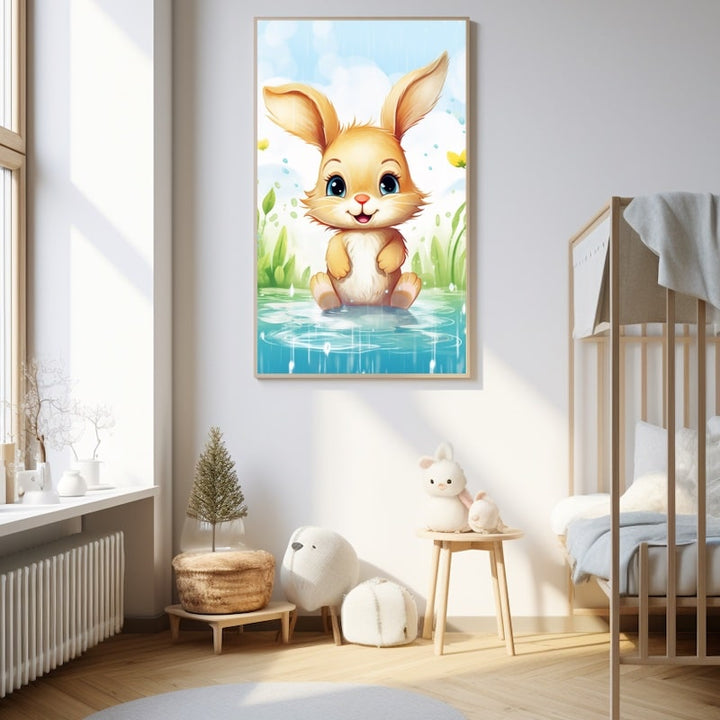 Tableau Lapin Rigolo, art mural décoration nature