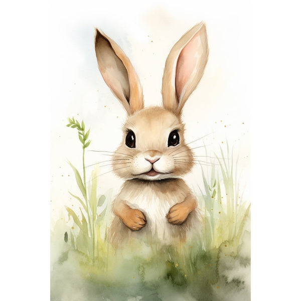 Tableau Lapin Scandinave Chambre Bébé Garçon, art mural décoration nature