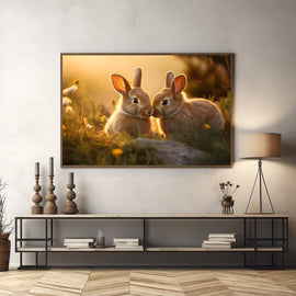 Tableau Lapins Mignons, art mural décoration nature
