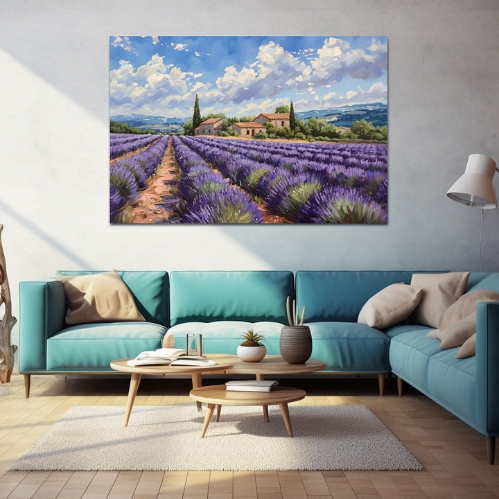 Tableau Lavande Provence Cyprès au Vent, art mural décoration nature