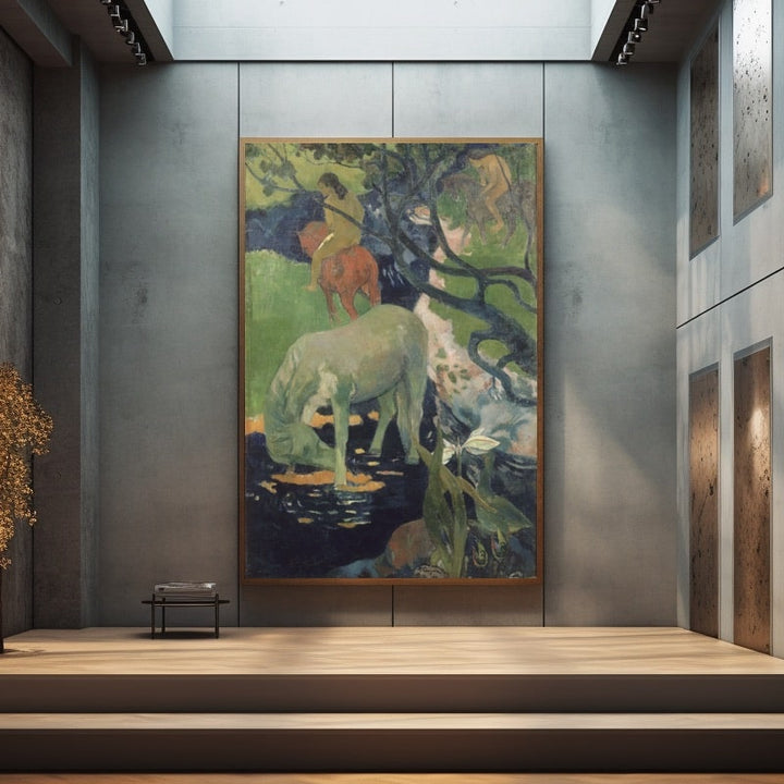 Tableau le Cheval Blanc Gauguin, art mural décoration nature