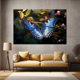 Tableau Papillon Morpho Bleu, art mural décoration nature