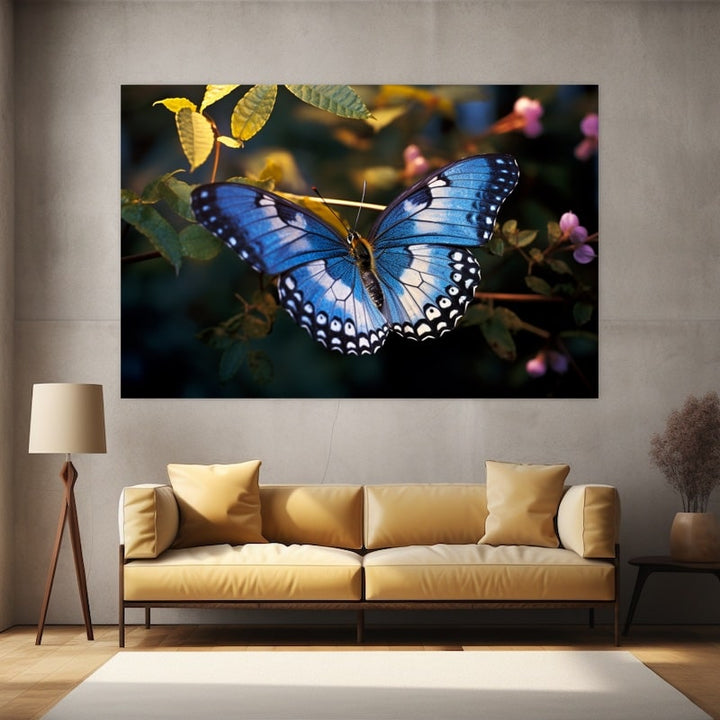 Tableau Papillon Morpho Bleu, art mural décoration nature