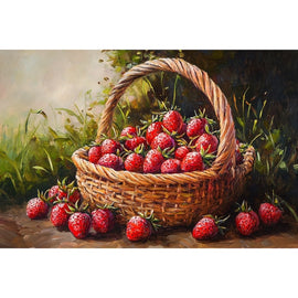 Tableau Cueillette de Fraises, art mural décoration nature