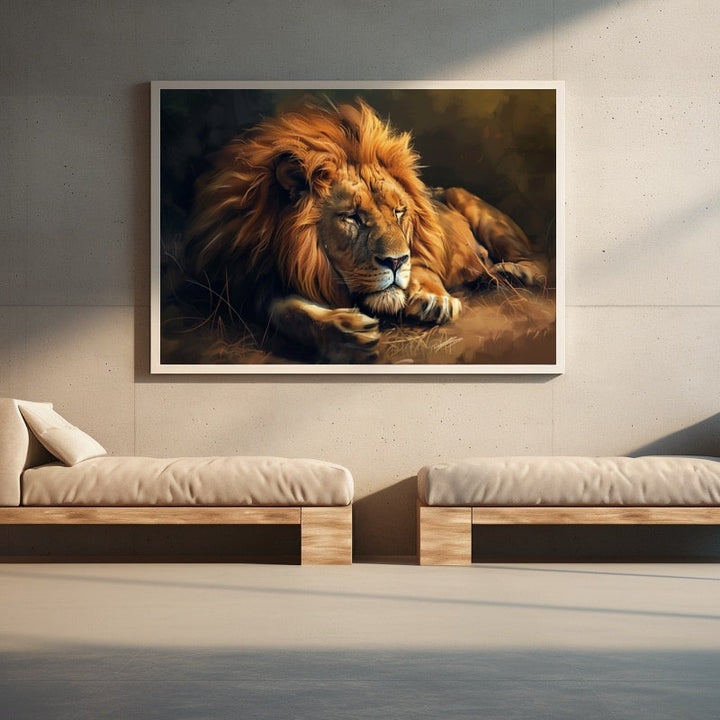 Tableau Lion 3D, art mural décoration nature