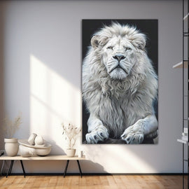 Tableau Lion Blanc, art mural décoration nature