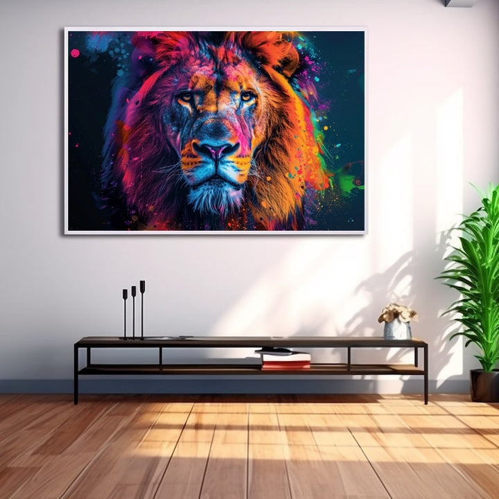 Tableau Lion Coloré, art mural décoration nature