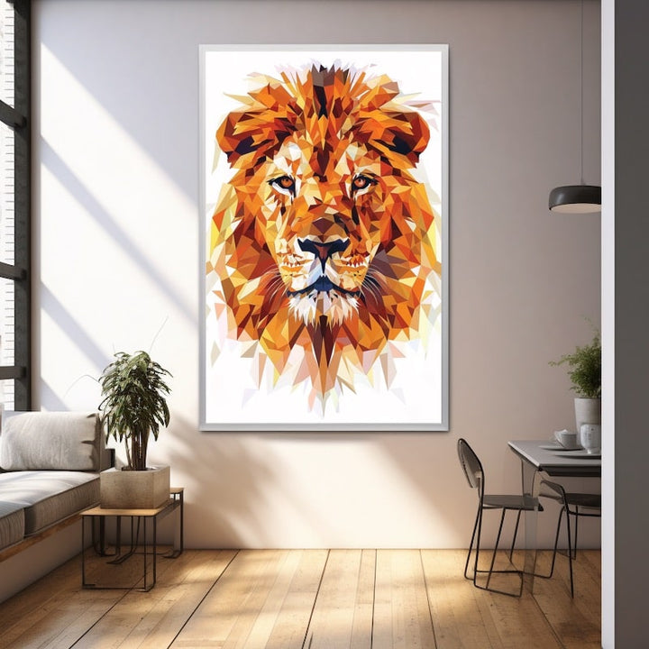 Tableau Lion Géométrique, art mural décoration nature