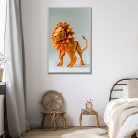 Tableau Lion Origami, art mural décoration nature