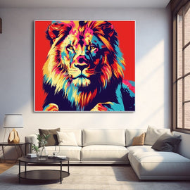 Tableau Lion Pop Art, art mural décoration nature