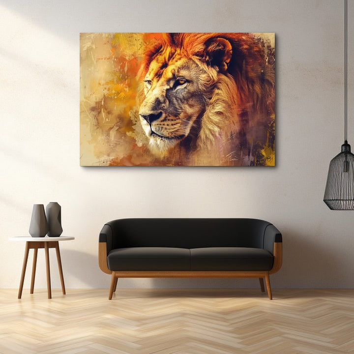 Tableau Lion Roi, art mural décoration nature