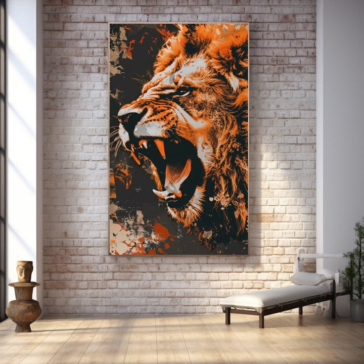 Tableau Lion Rugissant, art mural décoration nature