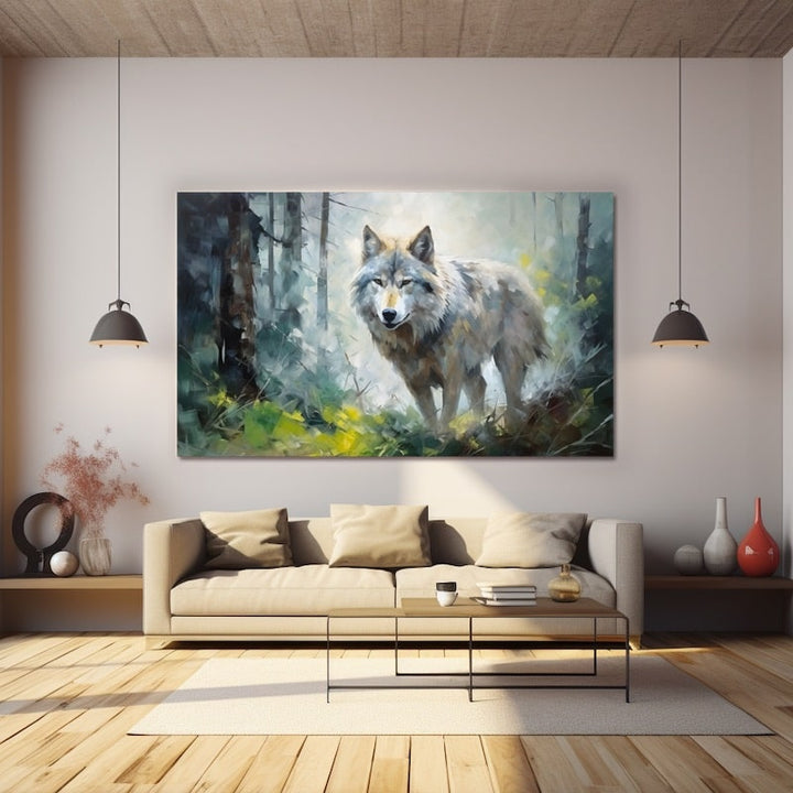 Tableau Loup Abstrait, art mural décoration nature