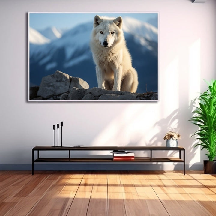 Tableau Loup Blanc, art mural décoration nature