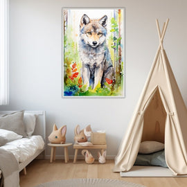 Tableau Loup Enfant, art mural décoration nature