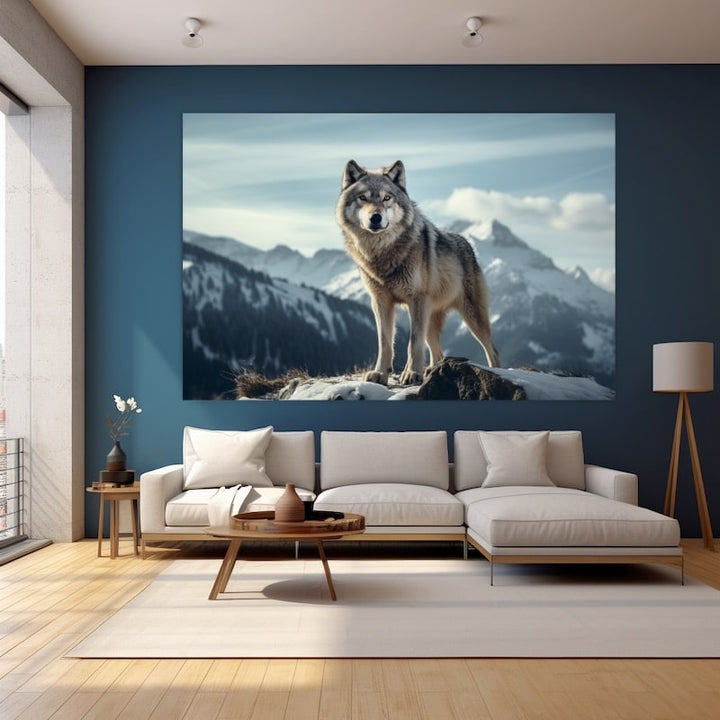 Tableau Loup et Montagnes, art mural décoration nature