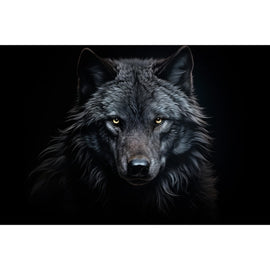 Tableau Loup sur Fond Noir, art mural décoration nature