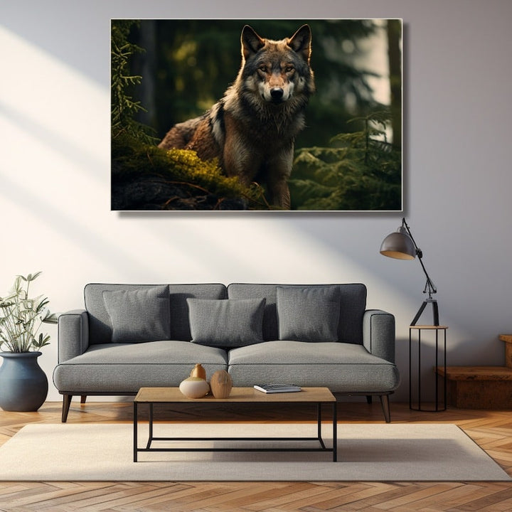 Tableau Loup Forêt, art mural décoration nature